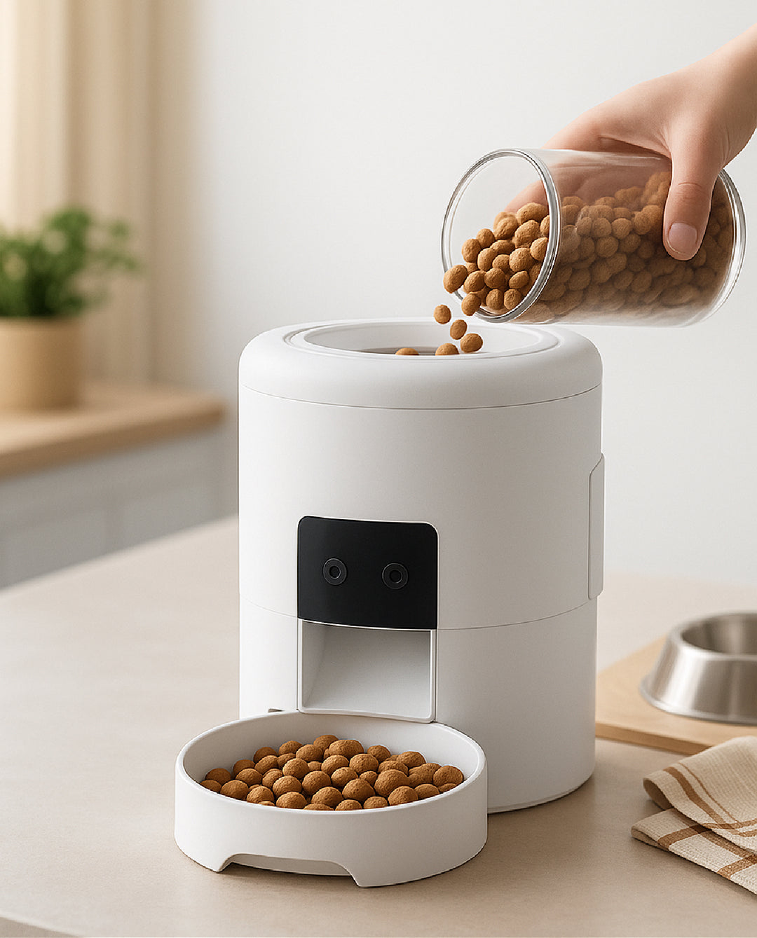 Smart automatisk foderautomat – til hund og kat med WiFi og kamera